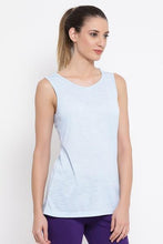Load image into Gallery viewer, Melange Peach Cotton Gym/Sports Activewear Top with Criss-Cross Back
